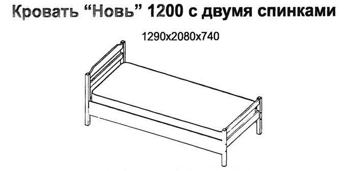 Кровать с двумя спинками Новь 1200